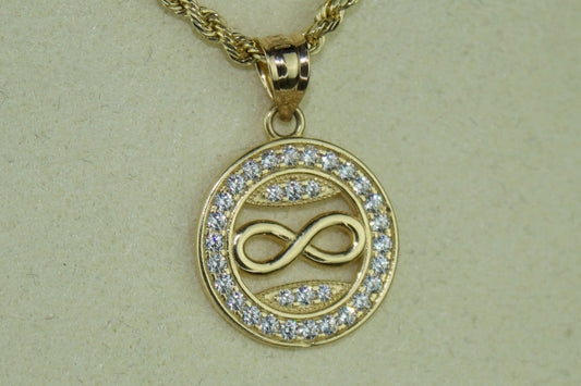 14K Infinity Circle Pendant with Sparkle Accents