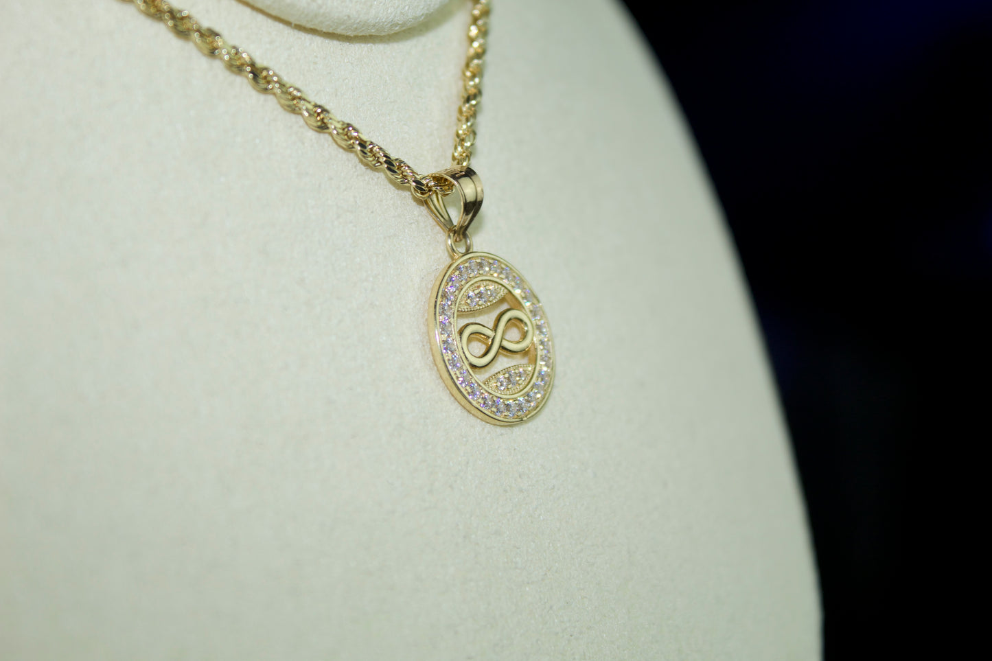 14K Infinity Circle Pendant with Sparkle Accents
