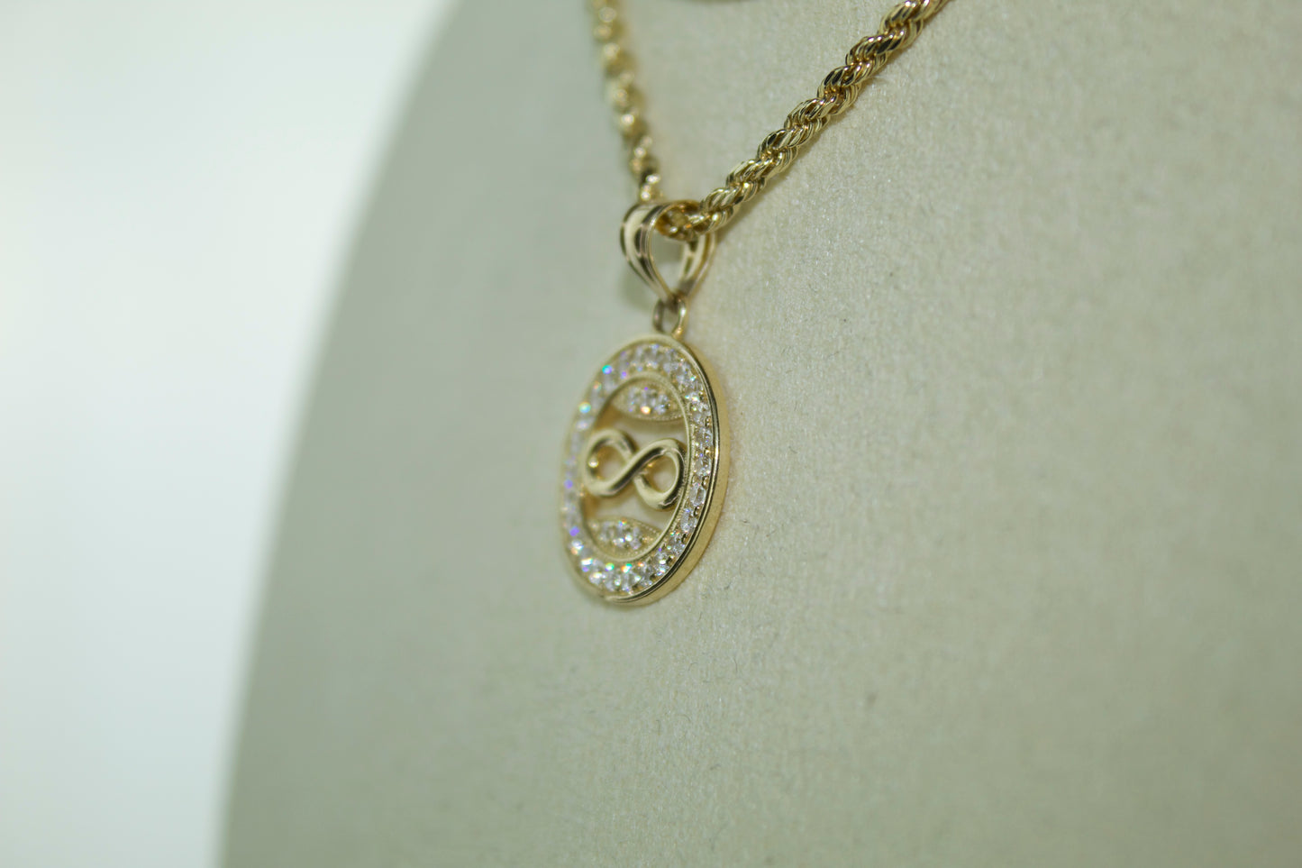 14K Infinity Circle Pendant with Sparkle Accents