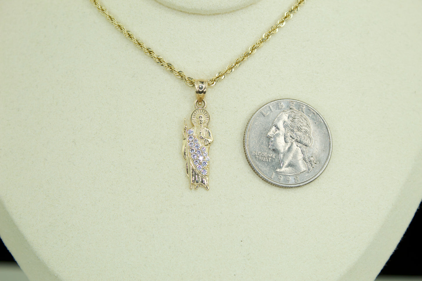 14K San Judas CZ Pendant