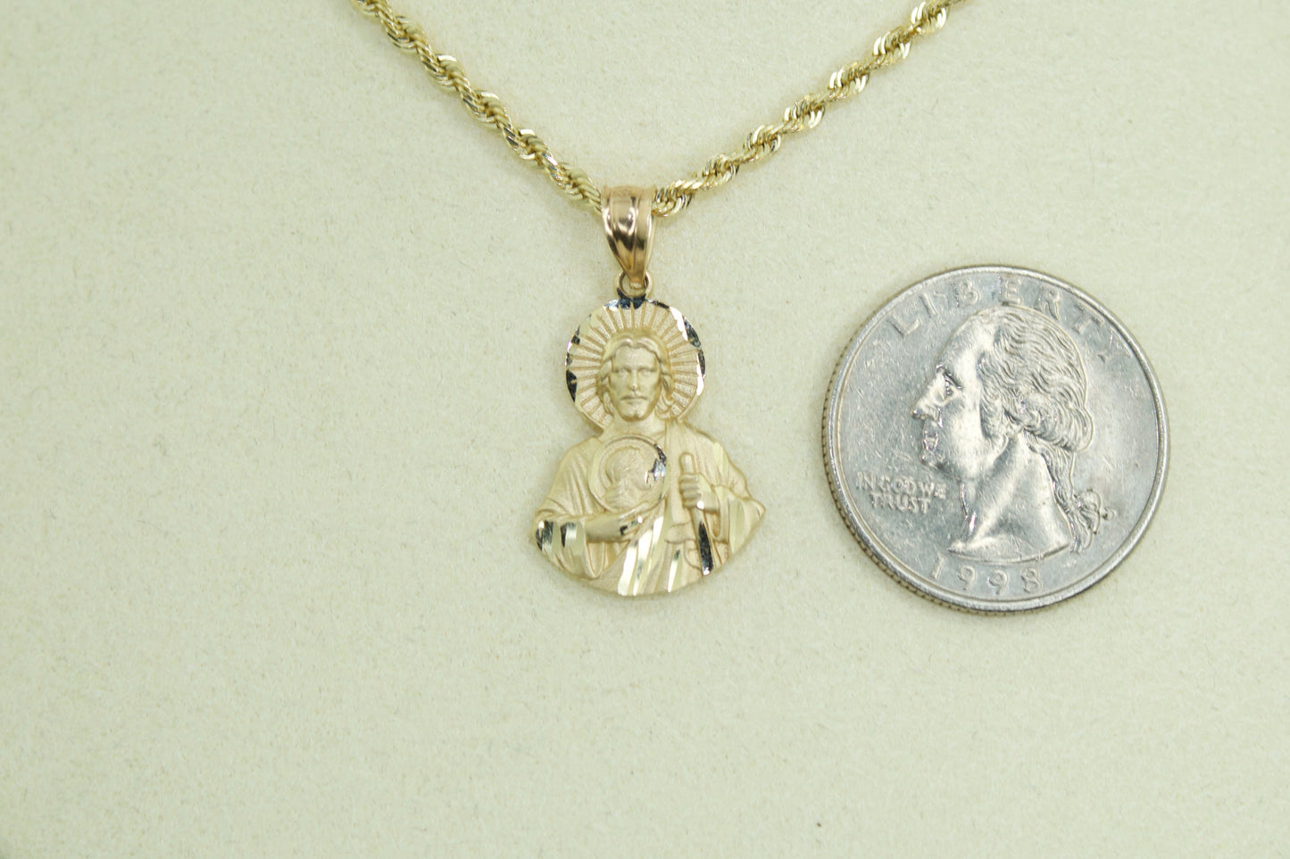 14K San Judas Pendant – Diamond Cut Radiance