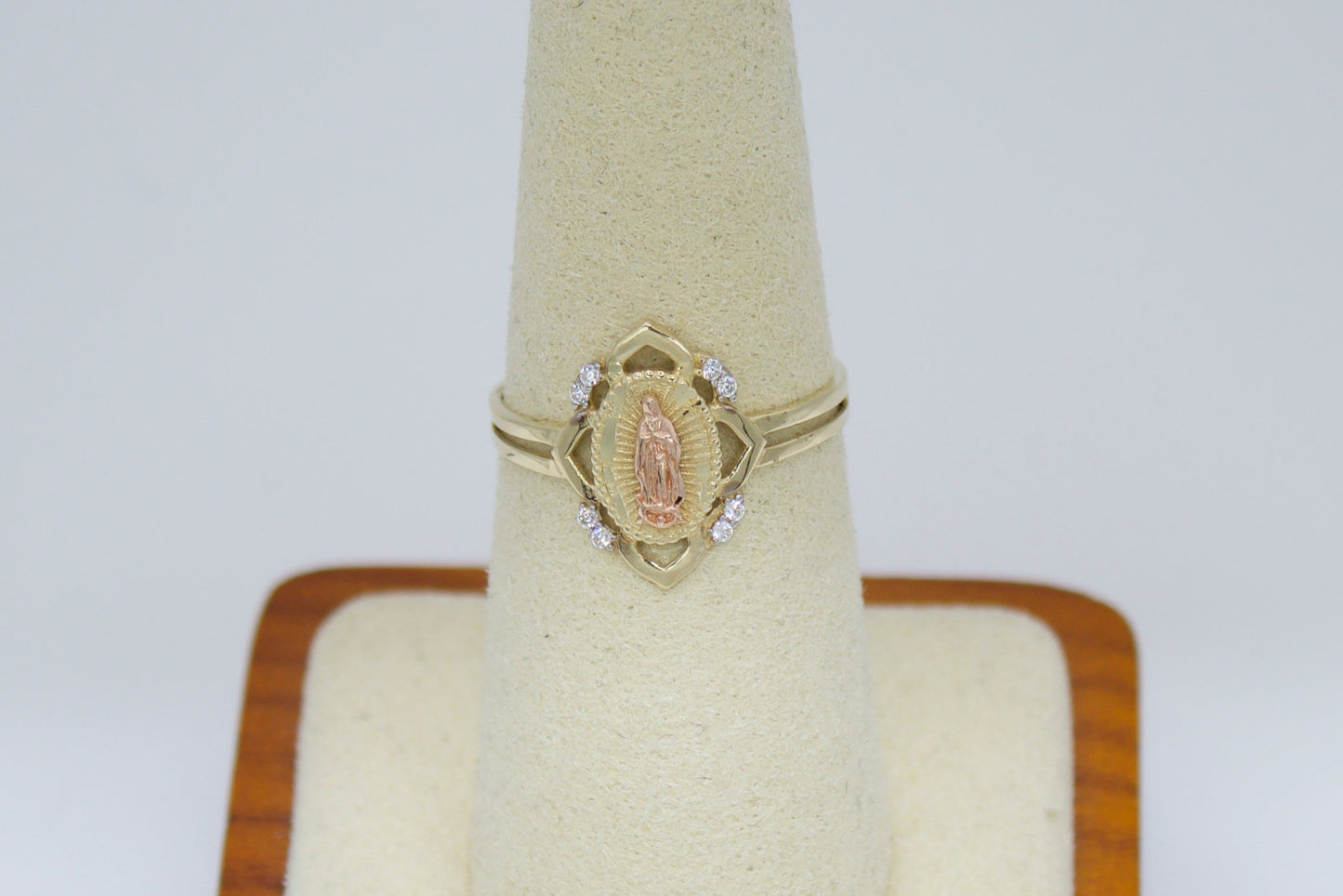 14K Virgencita de Guadalupe Two Tone Ring | Size 7