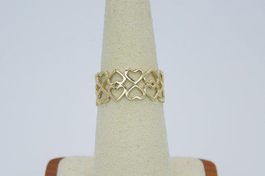 14K Solid Gold Endless Hearts Ring | Size 7.5