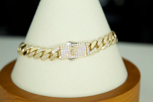 Monaco Vice Versa Cuban Bracelet | 14K | CZ | 7.5 Inch