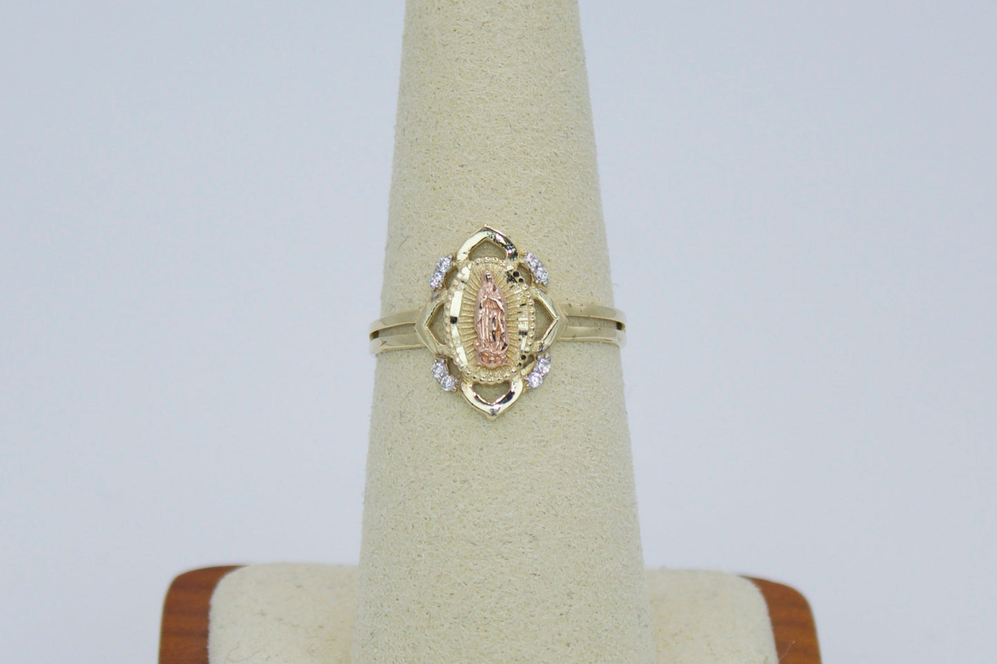 14K Virgencita de Guadalupe Two Tone Ring | Size 7