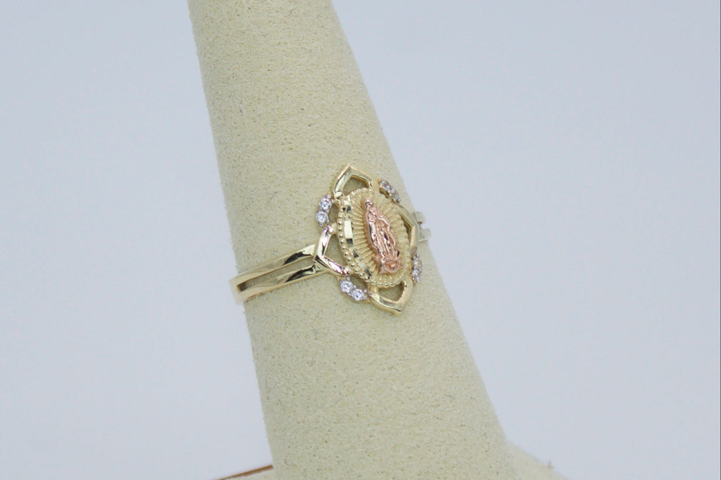 14K Virgencita de Guadalupe Two Tone Ring | Size 7