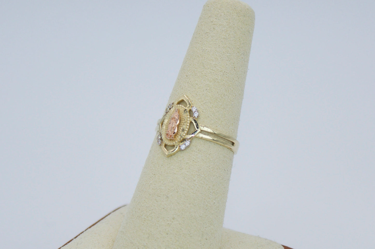 14K Virgencita de Guadalupe Two Tone Ring | Size 7