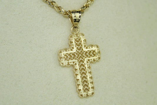 14K Filigree Cross Pendant