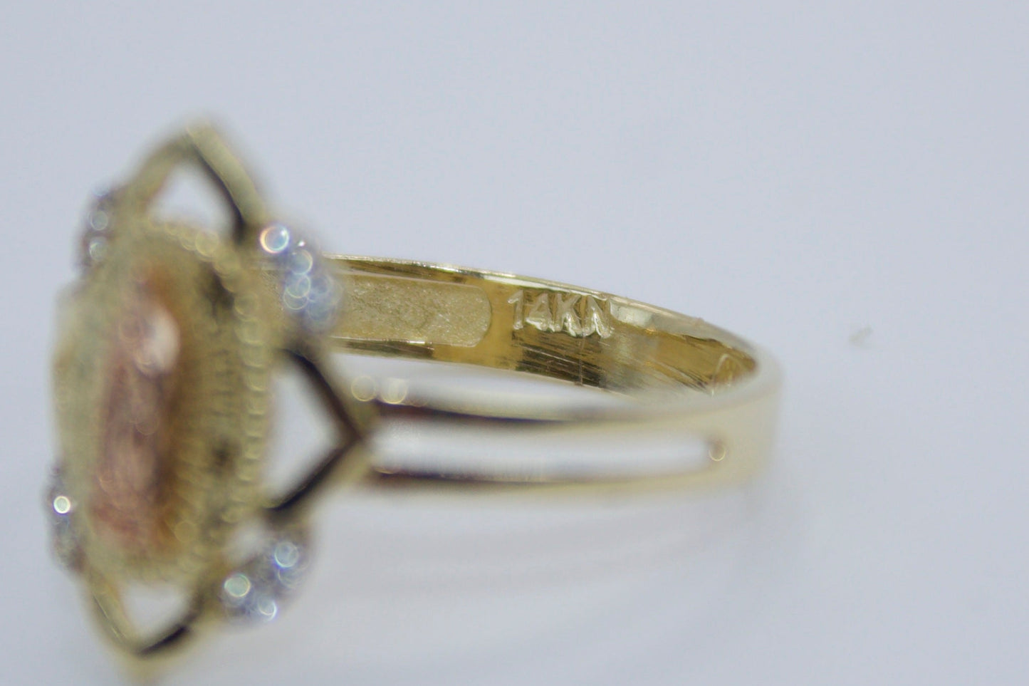 14K Virgencita de Guadalupe Two Tone Ring | Size 7