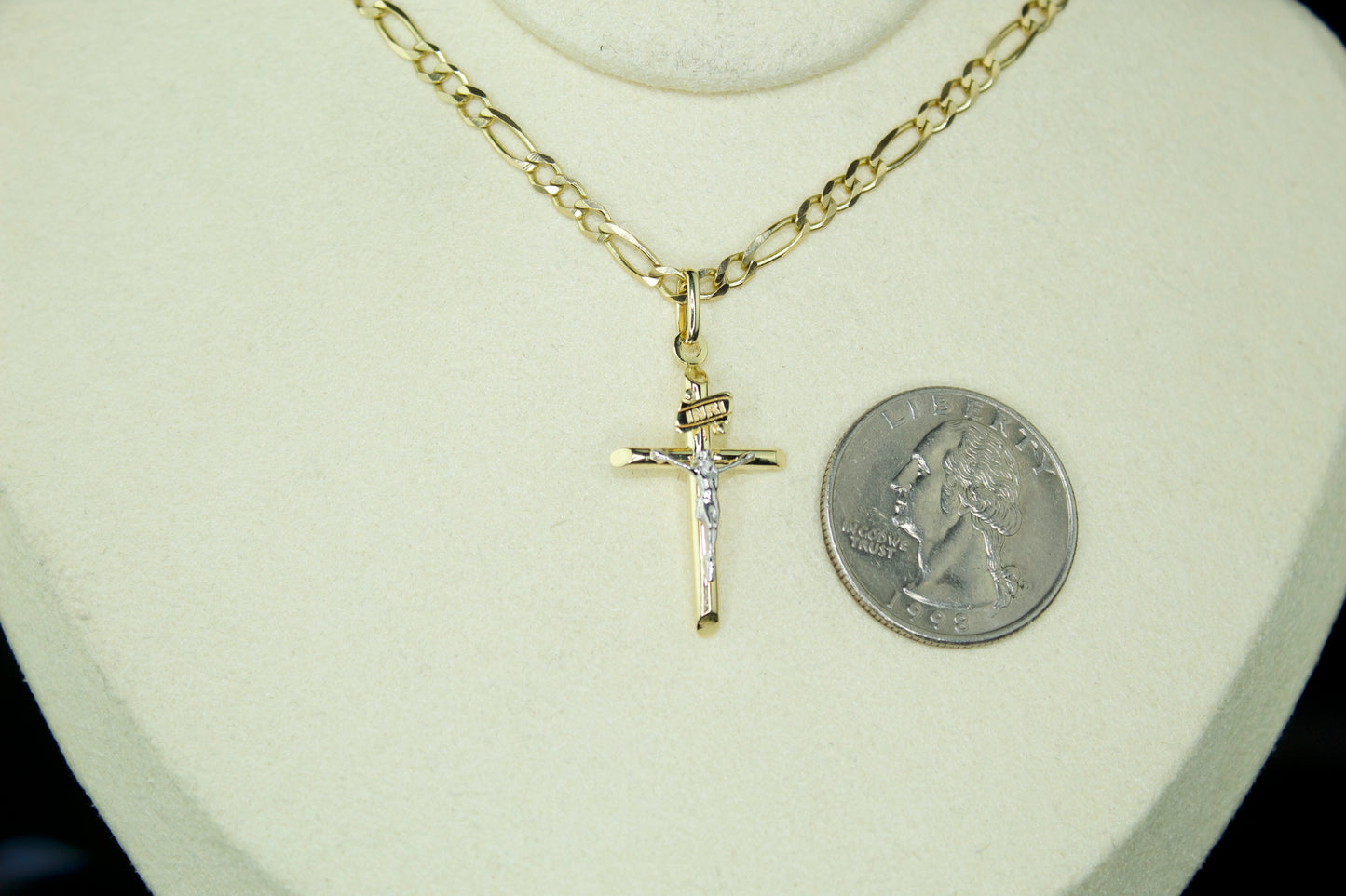 14K Handcrafted Crucifix Pendant – Two Tone