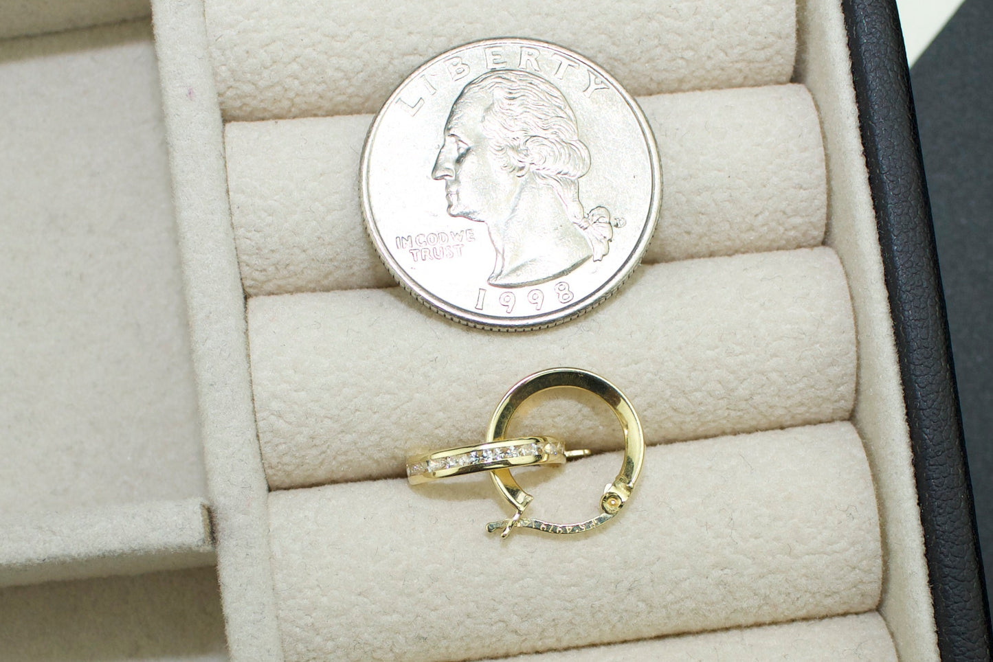 14K Gold CZ Huggie Earrings