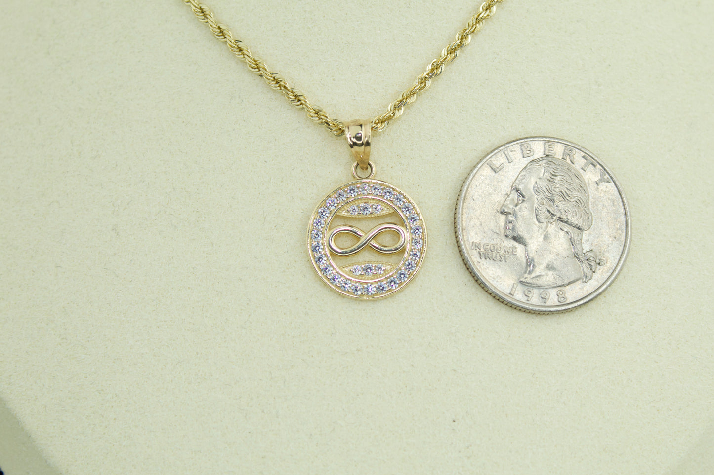 14K Infinity Circle Pendant with Sparkle Accents