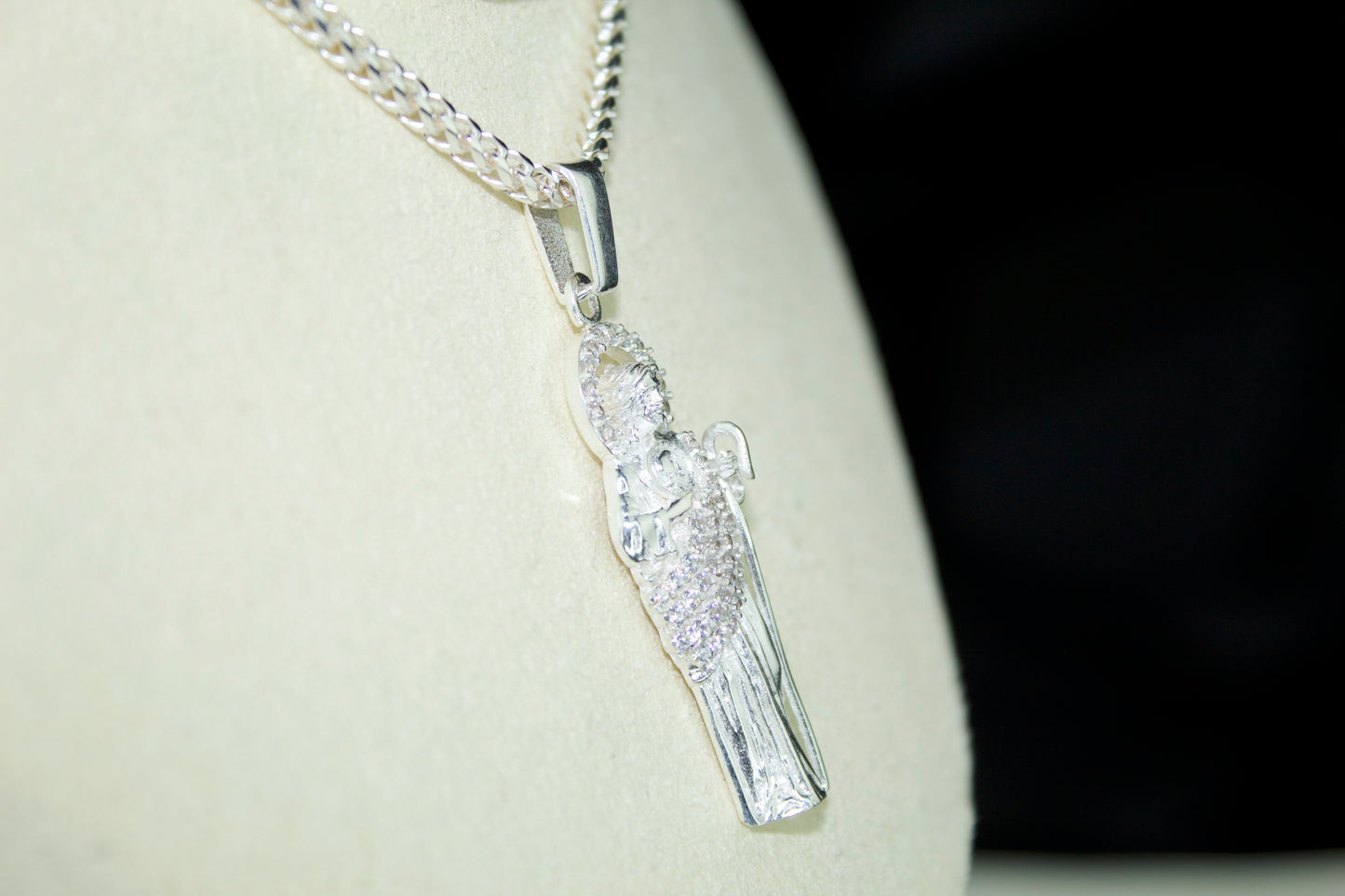 San Judas Pendant .925 Silver with CZ Stones