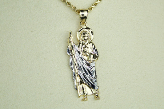 14K San Judas Two-Tone Diamond-Cut Pendant