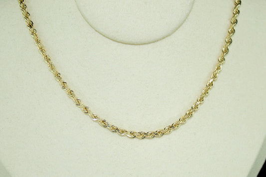 14K Solid Diamond-Cut Rope Chain – 2mm | 22”