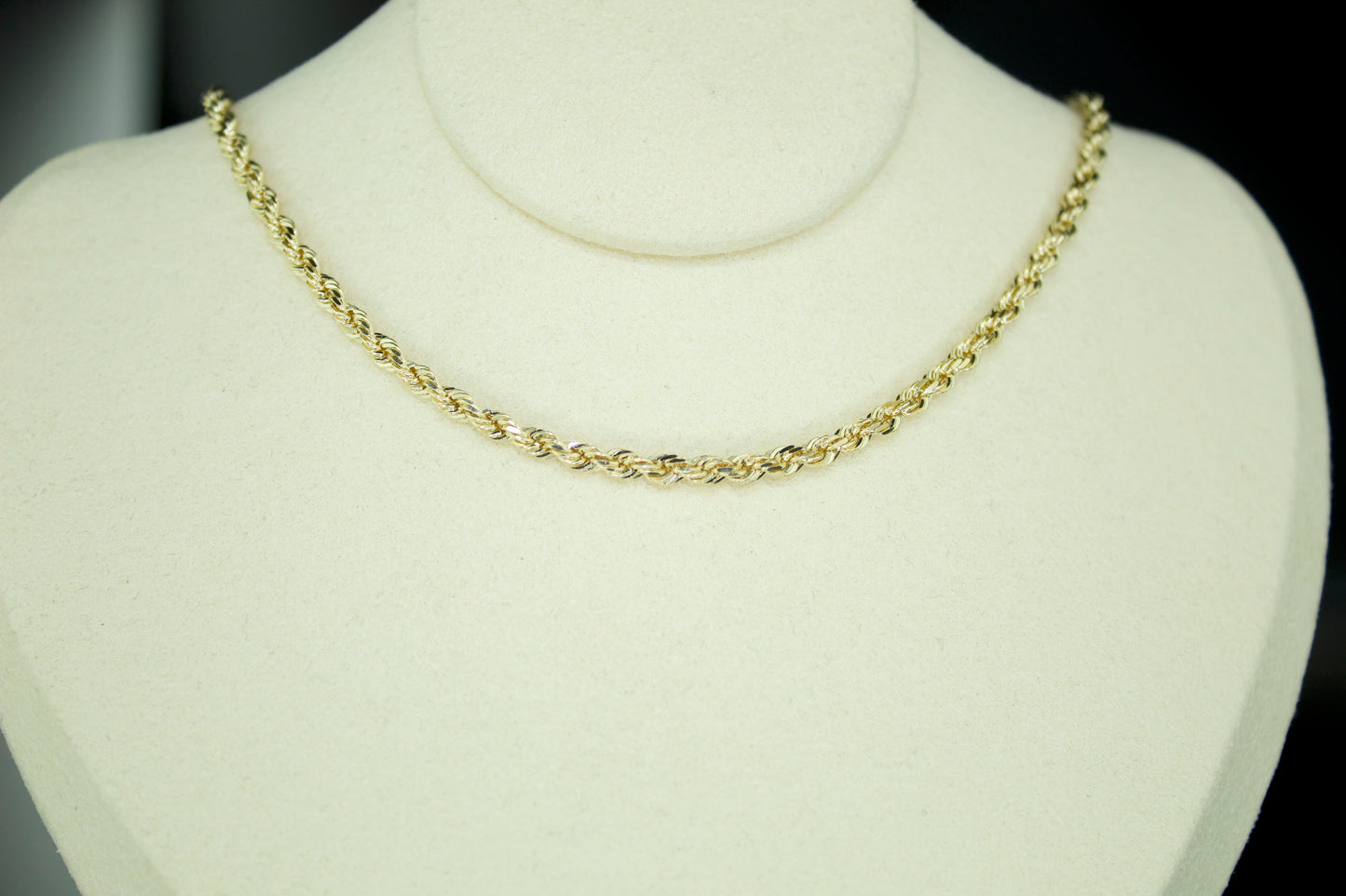 14K Hollow Diamond-Cut Rope Chain – 2mm | 20”