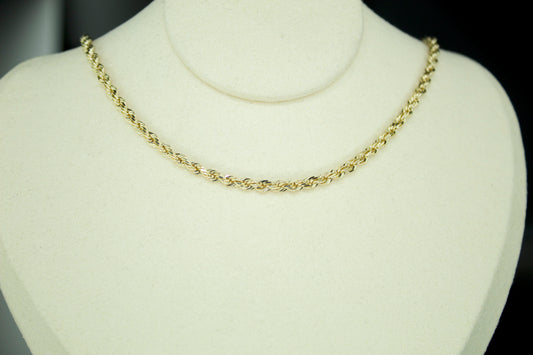 14K Hollow Diamond-Cut Rope Chain – 2mm | 20”