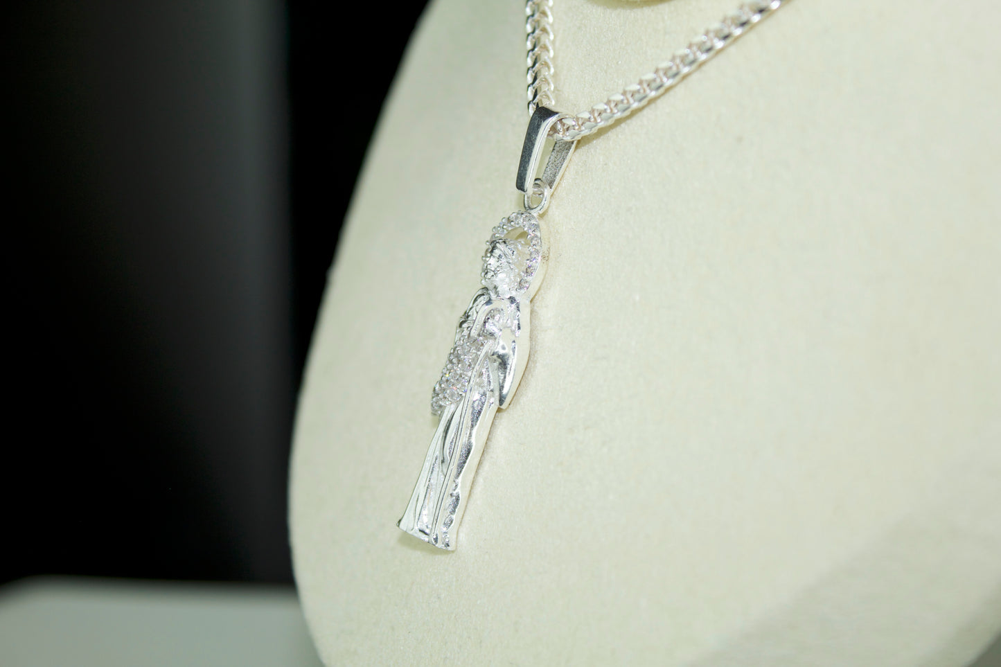 San Judas Pendant .925 Silver with CZ Stones