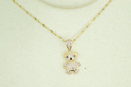 Teddy Bear Pendant | 14K | CZ Accents | Set Option Available