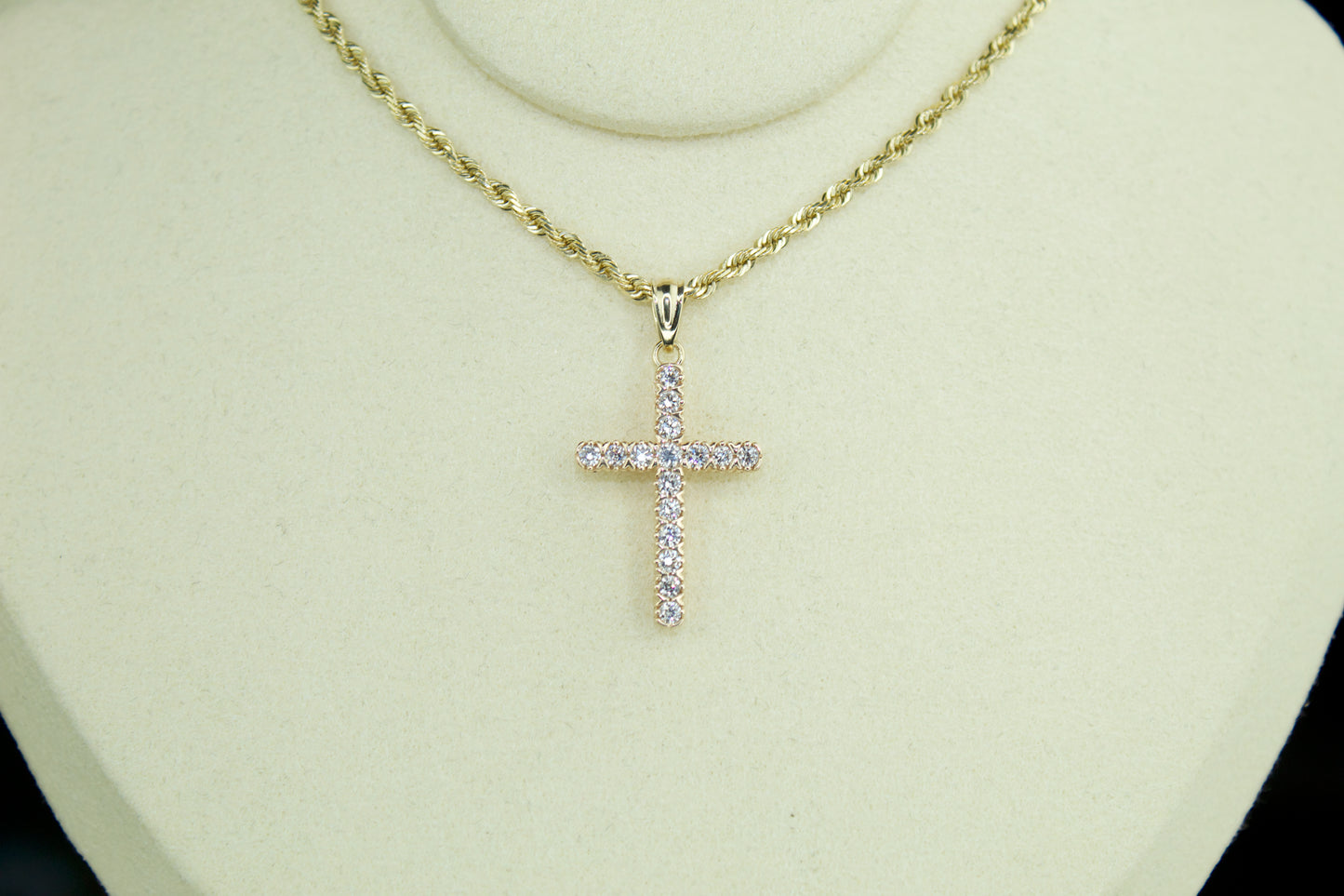 1/2 CT Lab Grown White Diamond 10K Cross Pendant