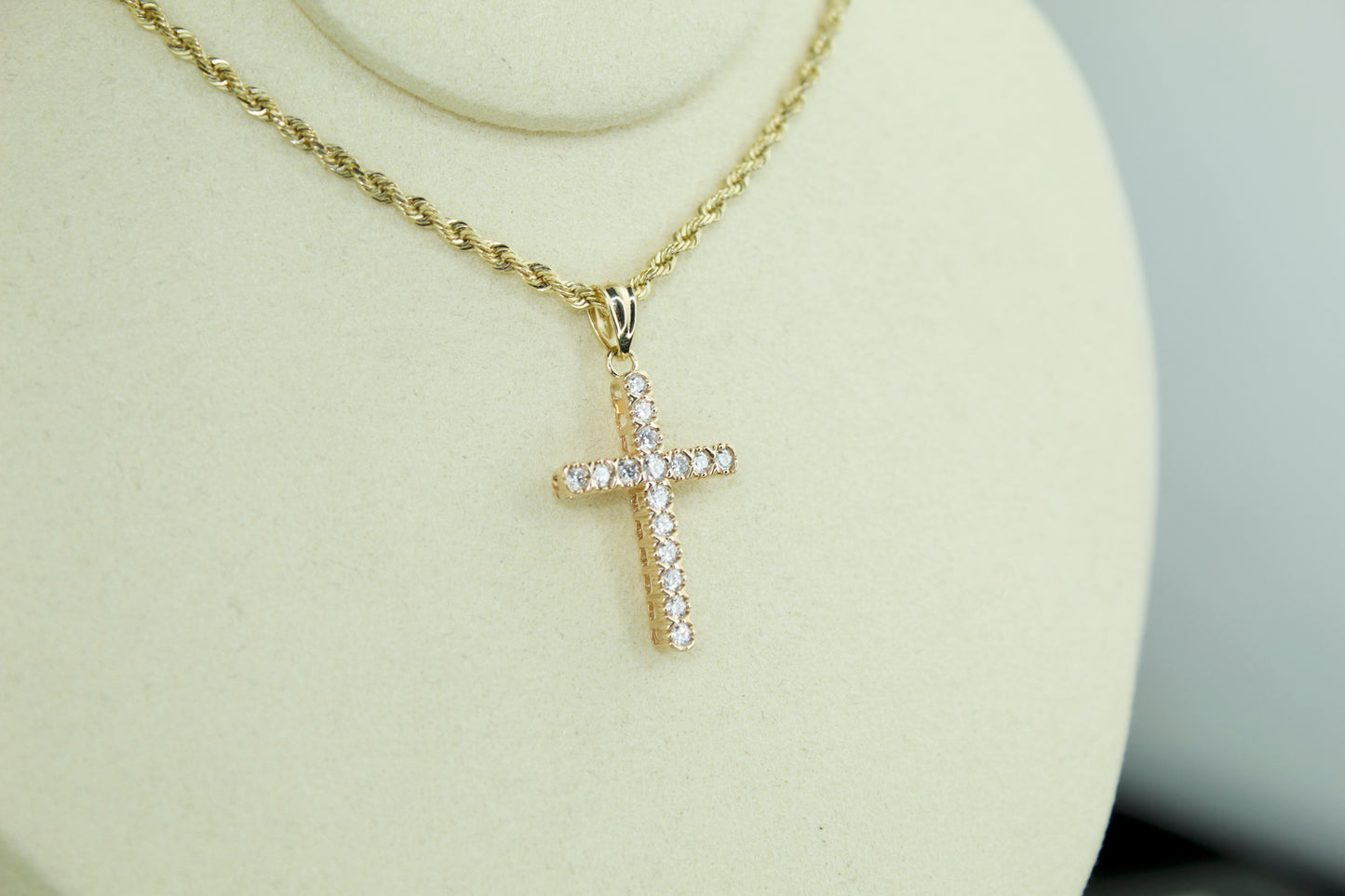 1/2 CT Lab Grown White Diamond 10K Cross Pendant