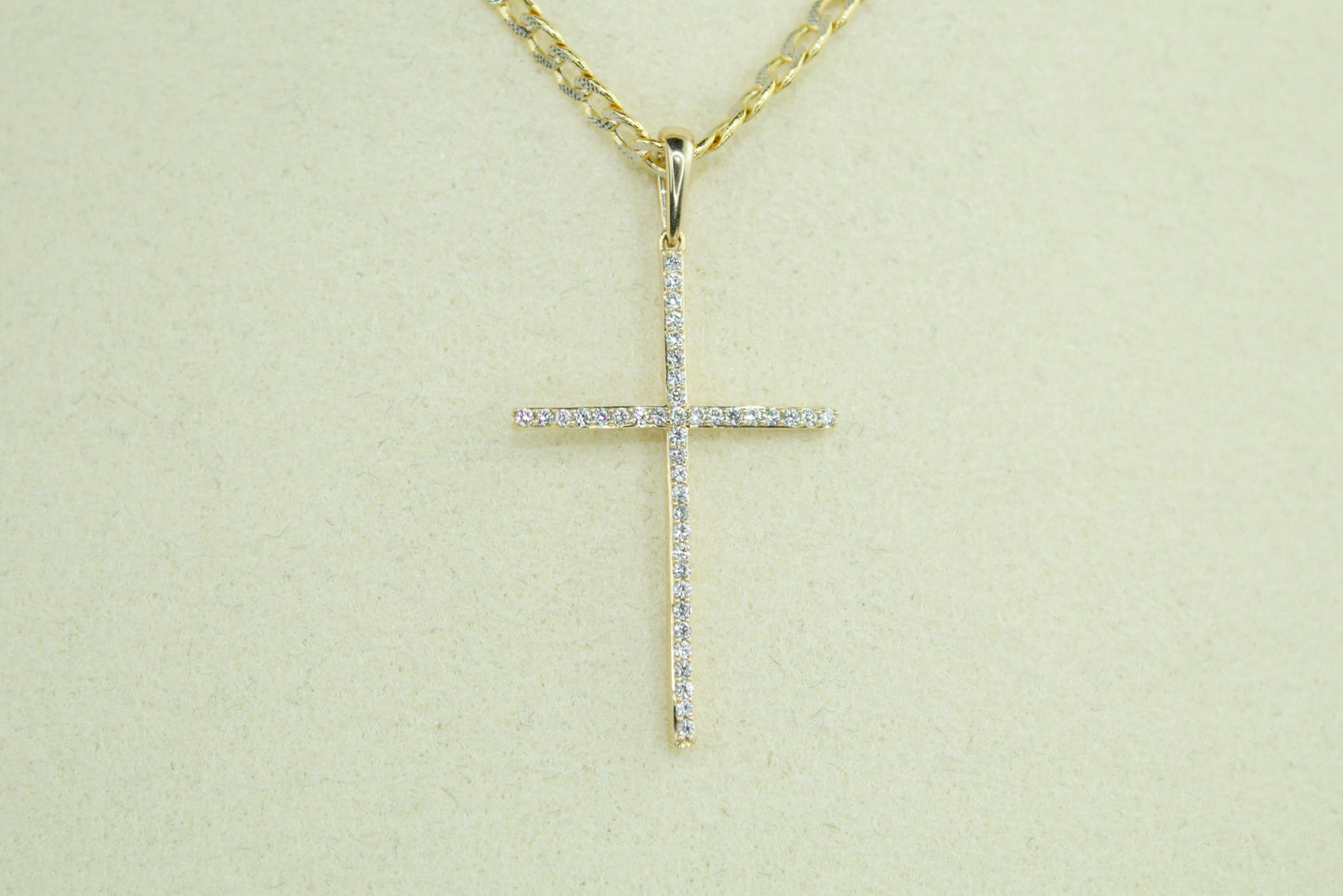 Solid 14K Gold Diamond Cross Pendant – .14ct Natural Diamonds