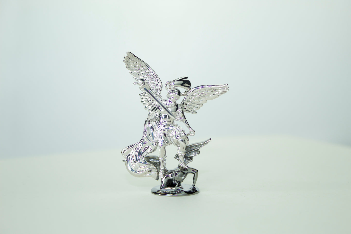 XL San Miguel Arcángel Pendant .925 Silver Rhodium Finish Tarnish Free