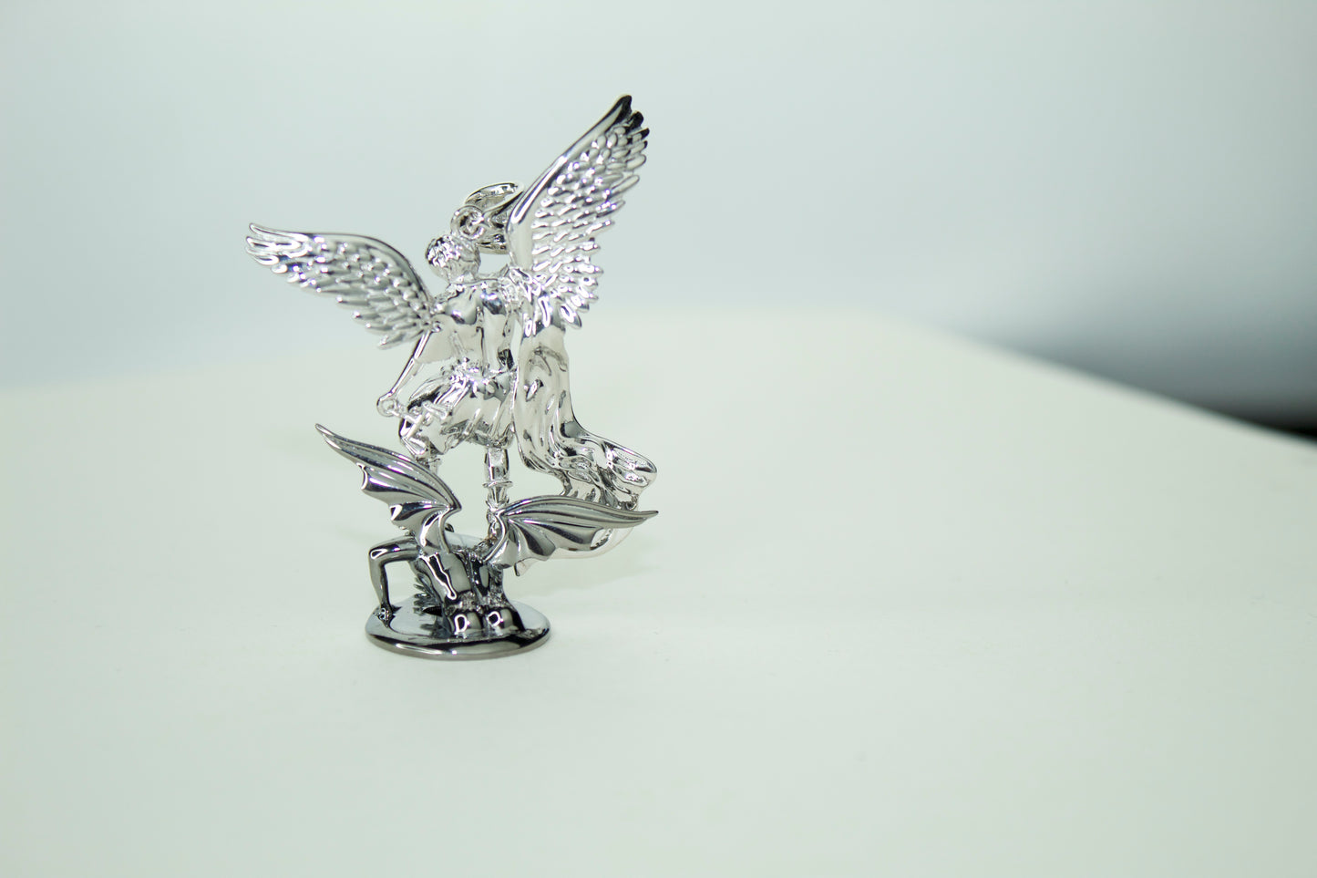 XL San Miguel Arcángel Pendant .925 Silver Rhodium Finish Tarnish Free