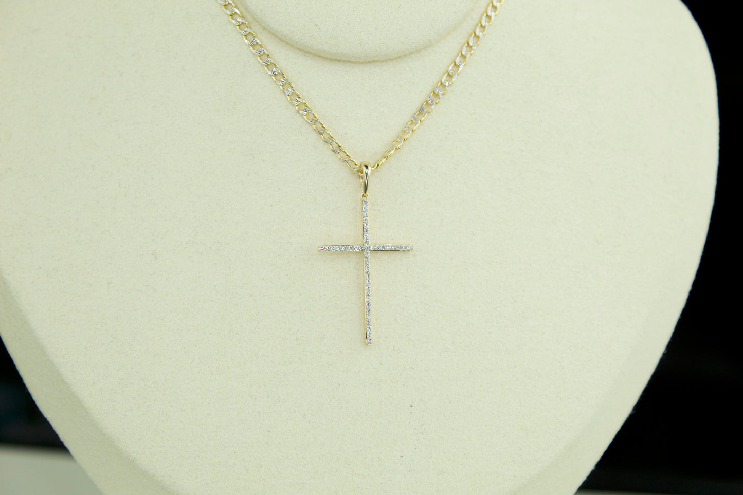 Solid 14K Gold Diamond Cross Pendant – .14ct Natural Diamonds