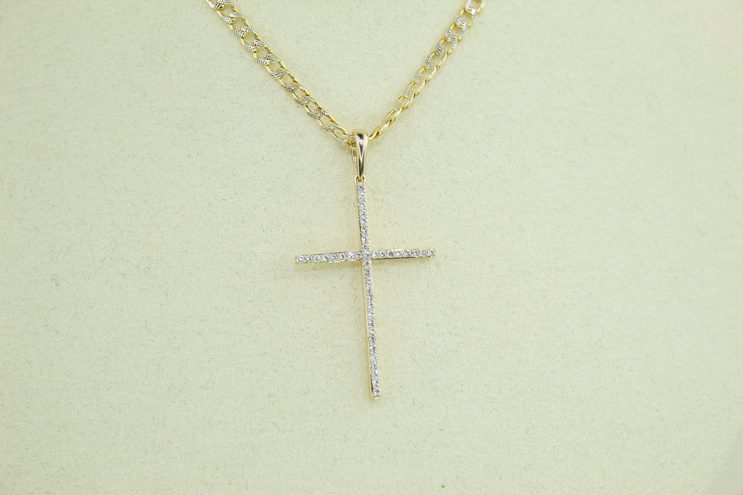 Solid 14K Gold Diamond Cross Pendant – .14ct Natural Diamonds