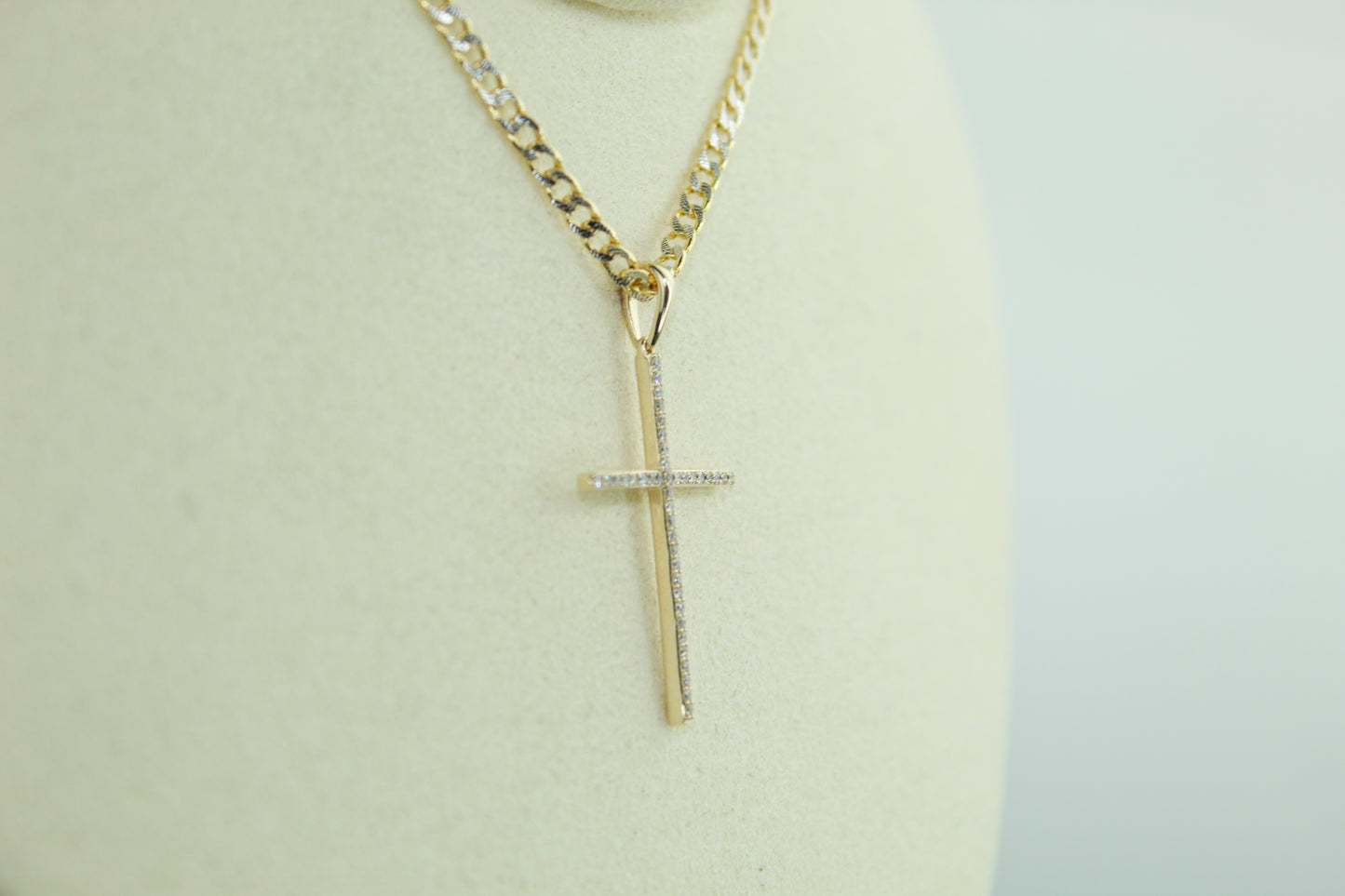 Solid 14K Gold Diamond Cross Pendant – .14ct Natural Diamonds
