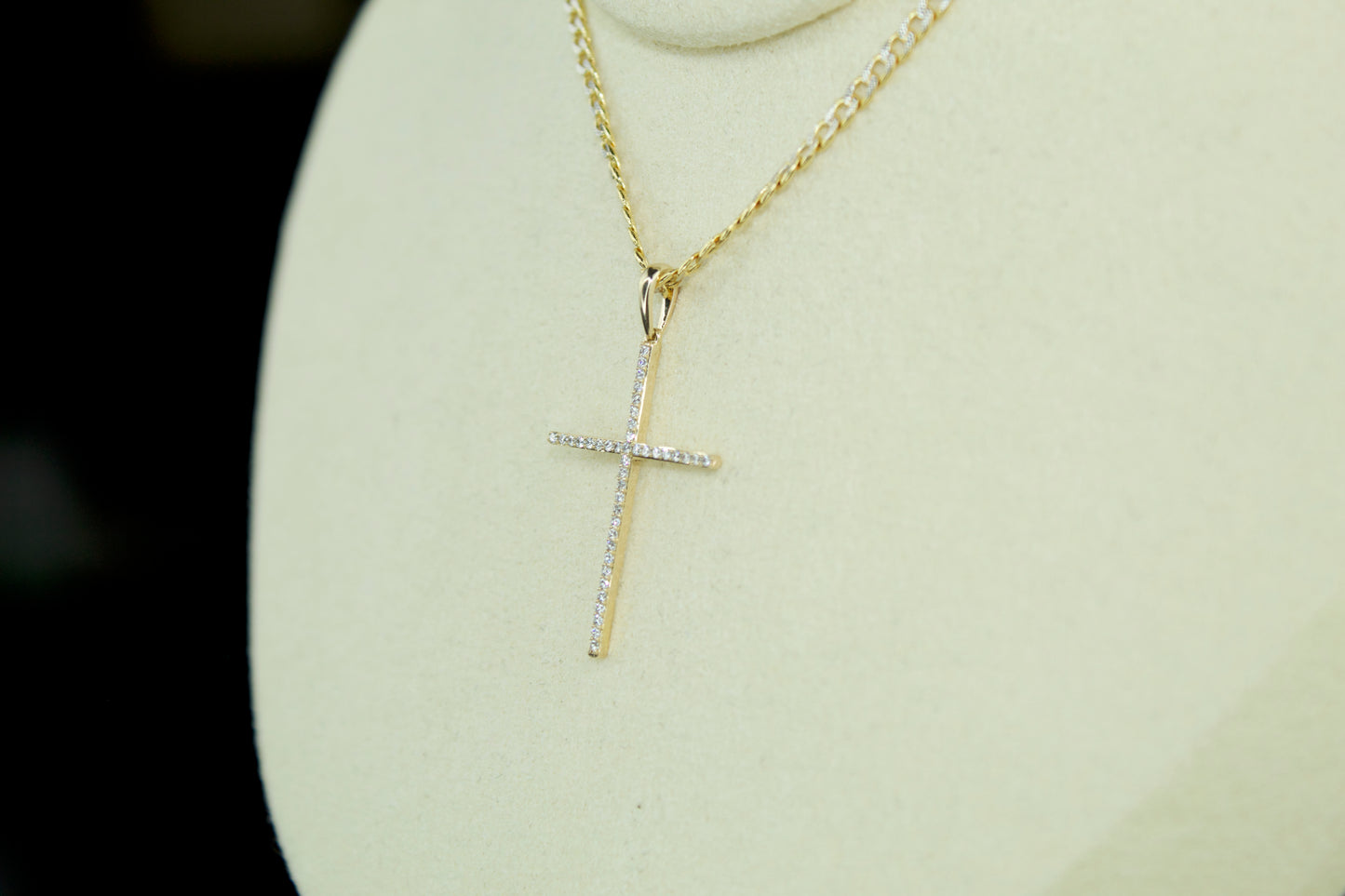 Solid 14K Gold Diamond Cross Pendant – .14ct Natural Diamonds