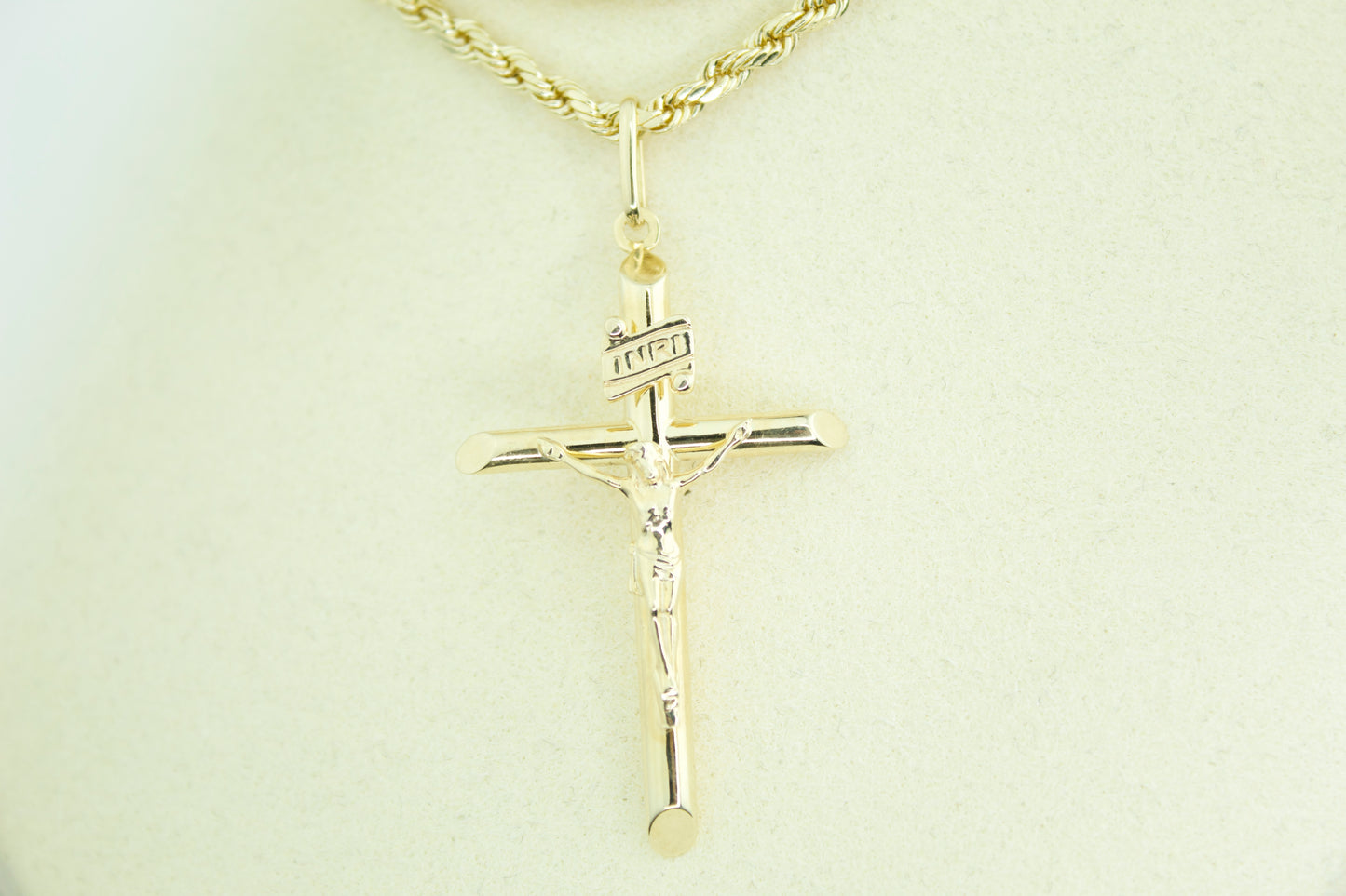 Tube Cross Pendant | 14K | Semi Hollow | INRI Crucifix | Set Options Available