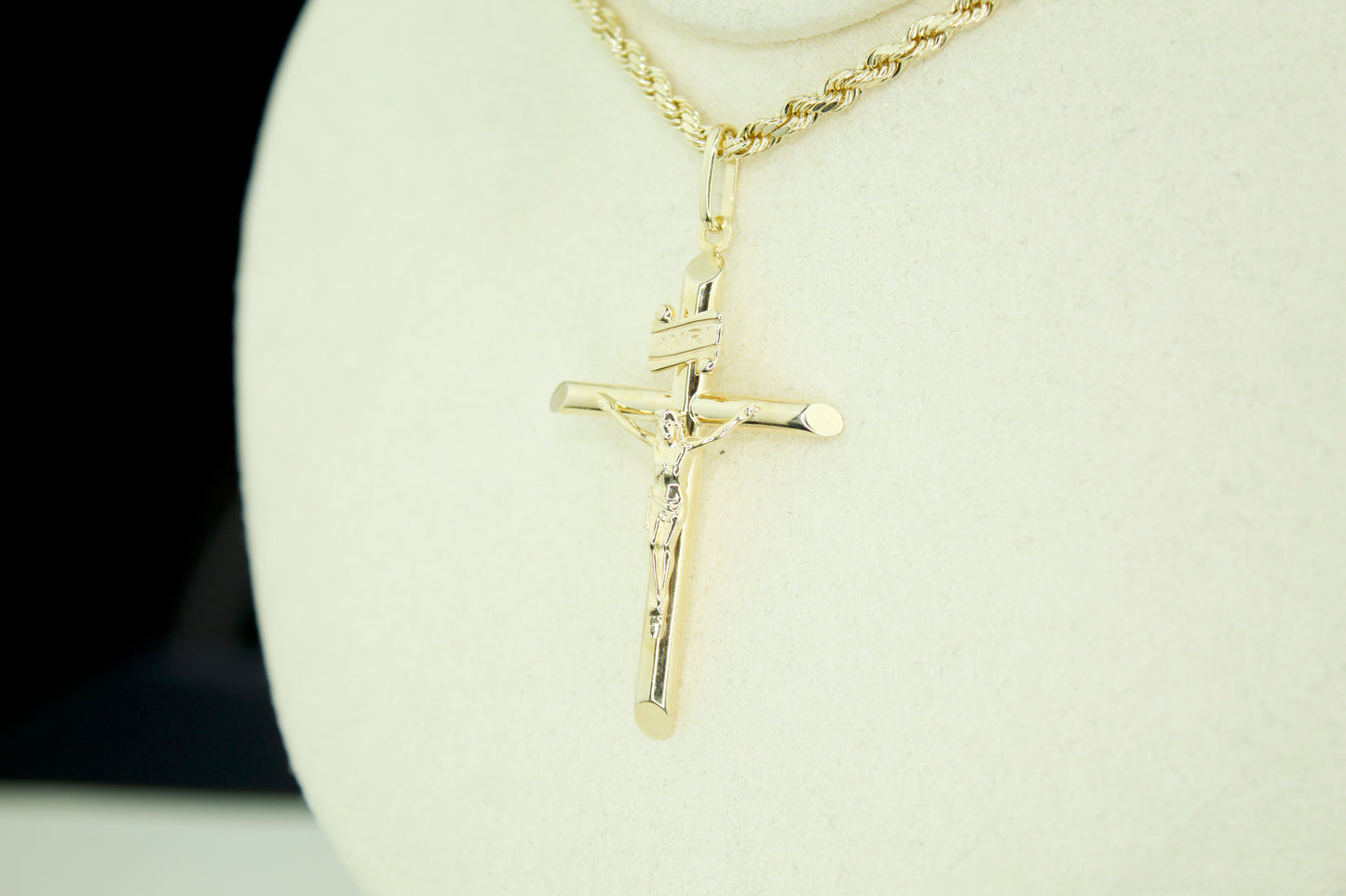 Tube Cross Pendant | 14K | Semi Hollow | INRI Crucifix | Set Options Available