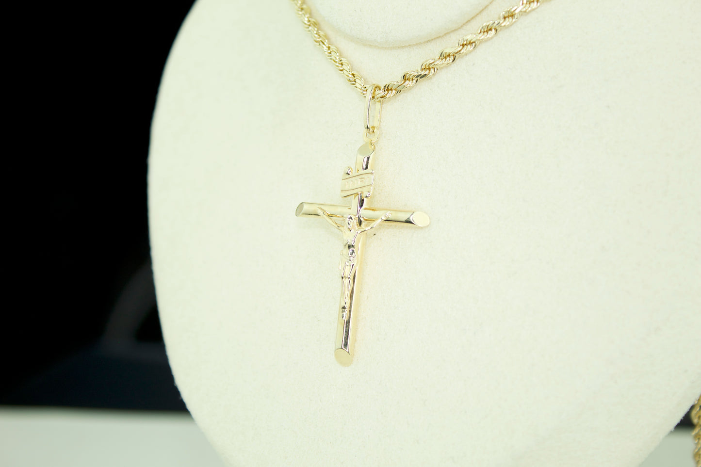 Tube Cross Pendant | 14K | Semi Hollow | INRI Crucifix | Set Options Available
