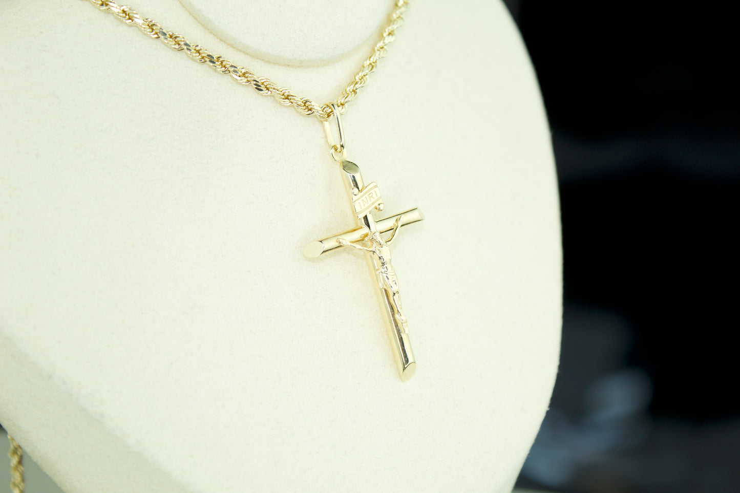 Tube Cross Pendant | 14K | Semi Hollow | INRI Crucifix | Set Options Available
