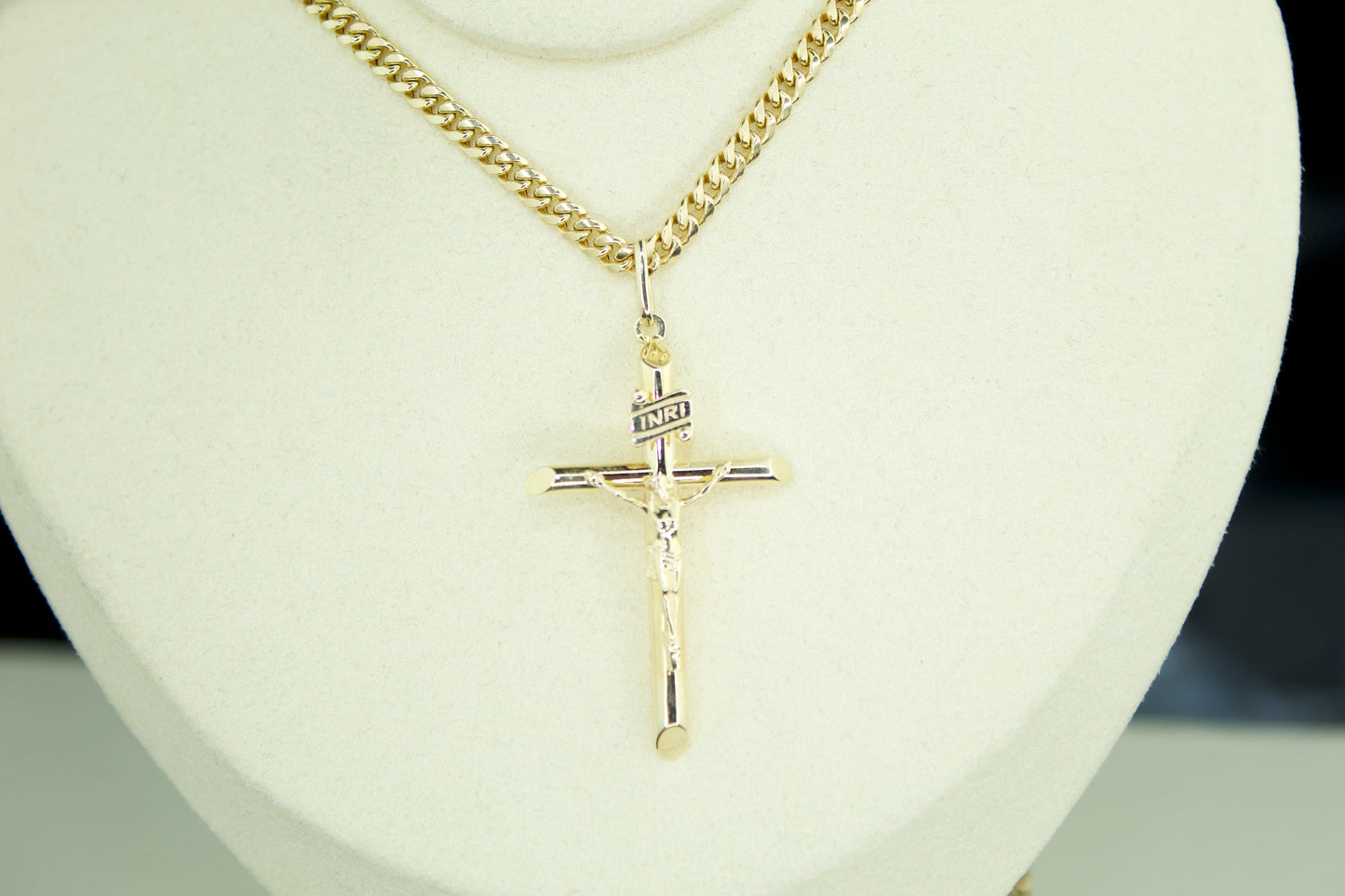 Tube Cross Pendant | 14K | Semi Hollow | INRI Crucifix | Set Options Available