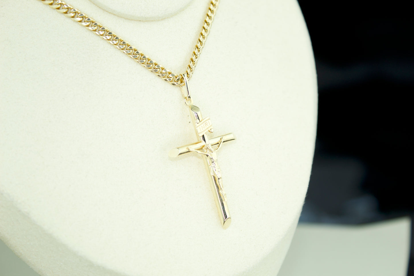 Tube Cross Pendant | 14K | Semi Hollow | INRI Crucifix | Set Options Available