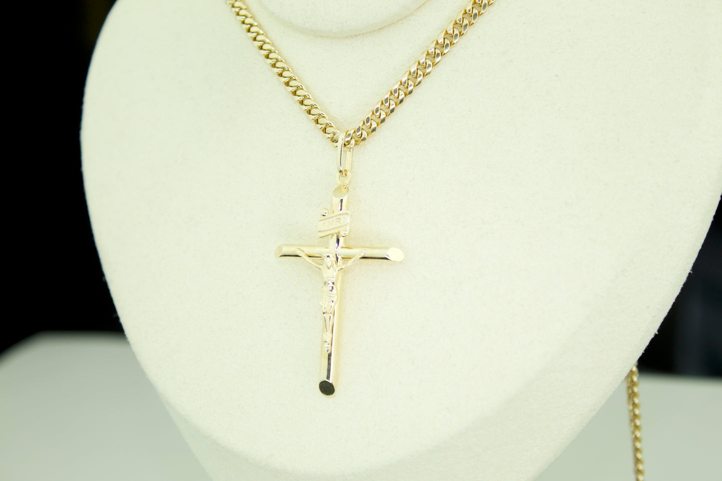 Tube Cross Pendant | 14K | Semi Hollow | INRI Crucifix | Set Options Available