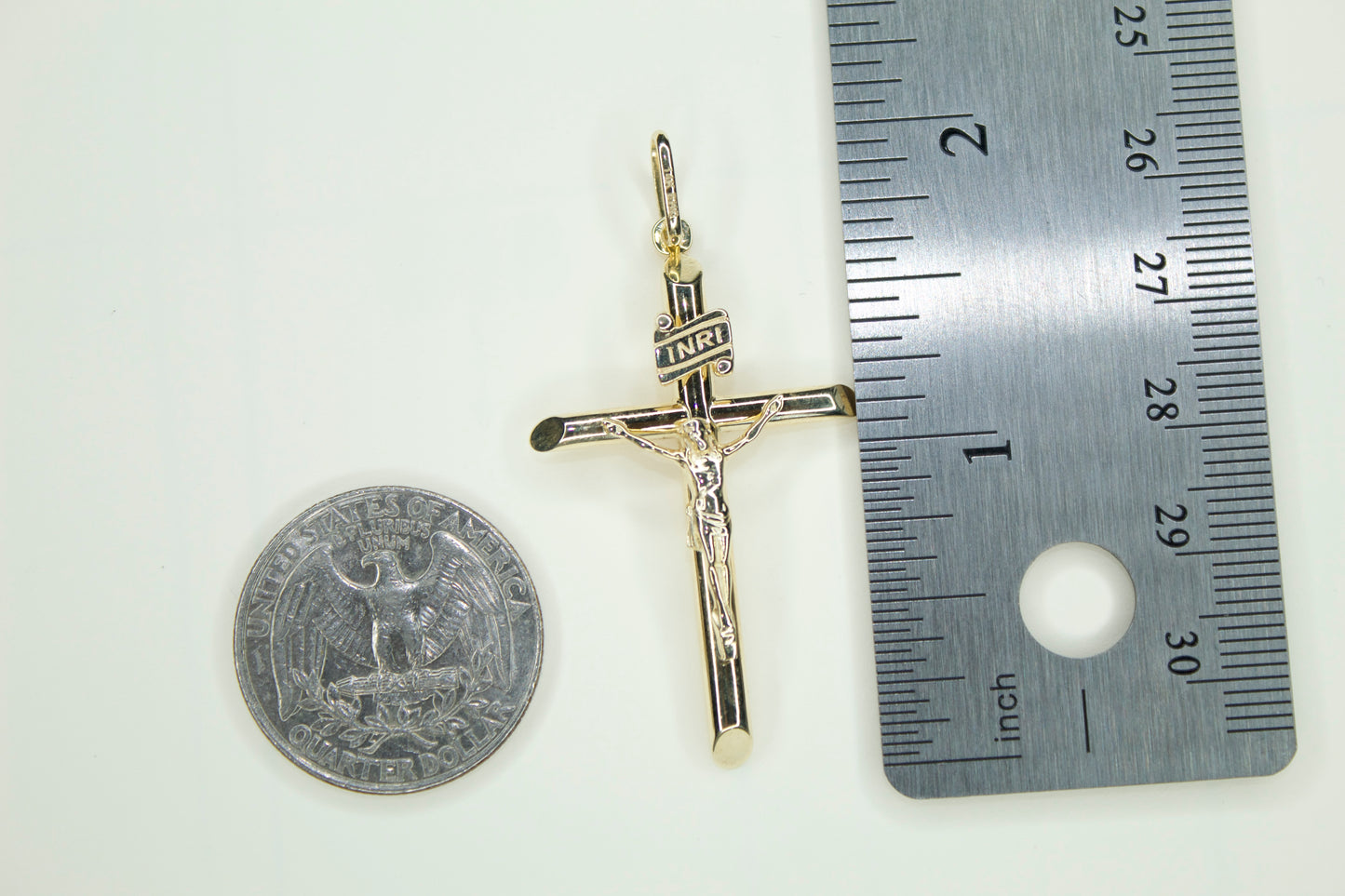 Tube Cross Pendant | 14K | Semi Hollow | INRI Crucifix | Set Options Available