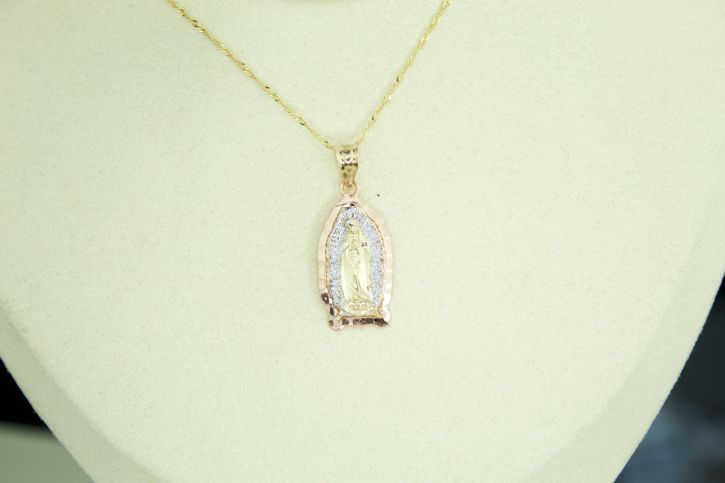 Virgencita Diamond Cut Pendant | 14K | Solid | 3-Tone | Set Option Available