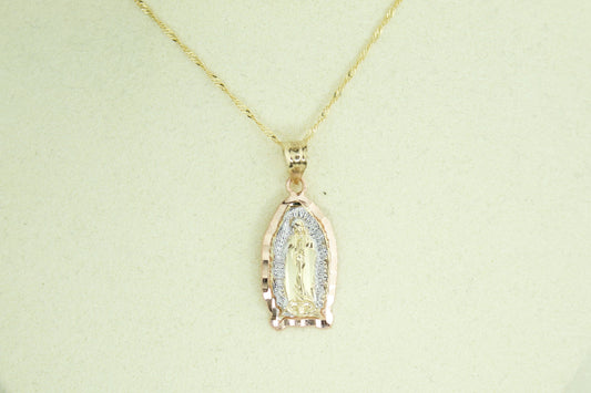 Virgencita Diamond Cut Pendant | 14K | Solid | 3-Tone | Set Option Available