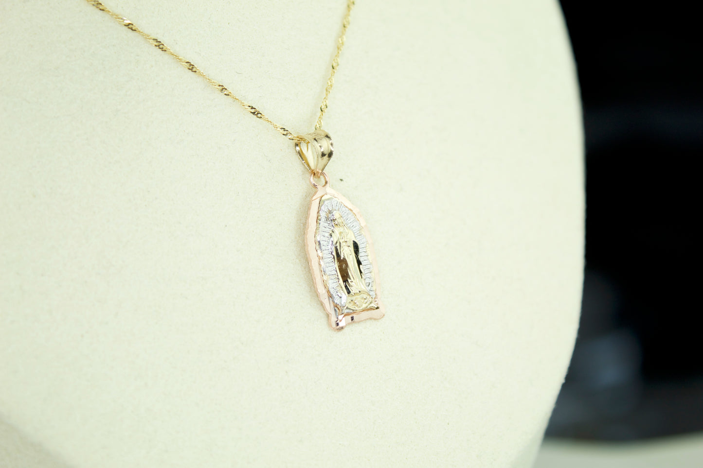 Virgencita Diamond Cut Pendant | 14K | Solid | 3-Tone | Set Option Available