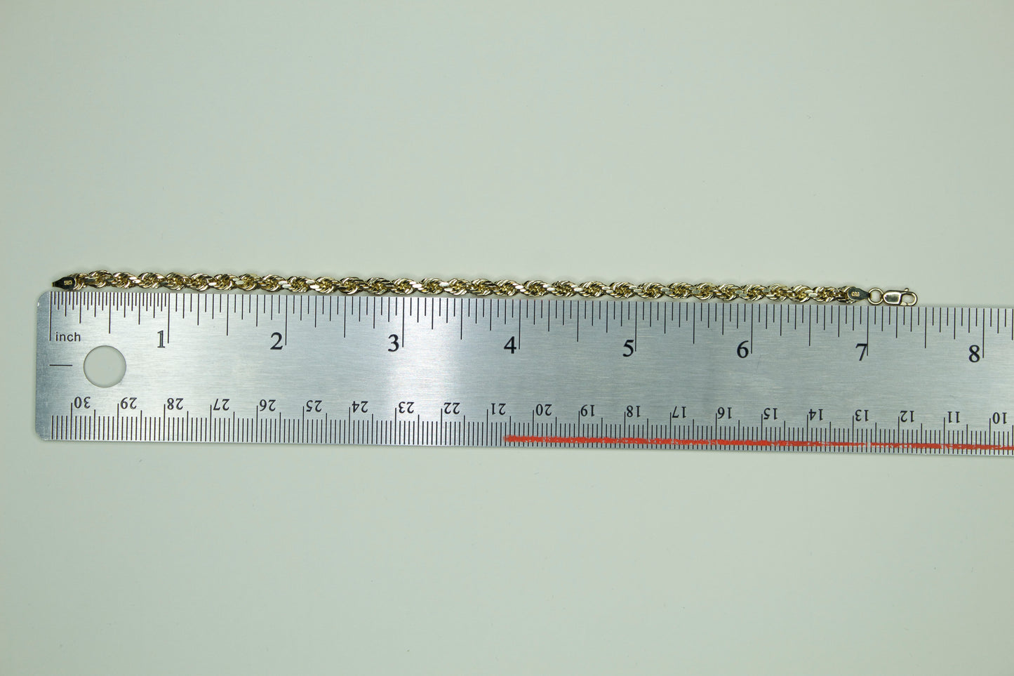 10K Diamond Cut Rope Bracelet | Hollow | 4mm | 7.25 Inches